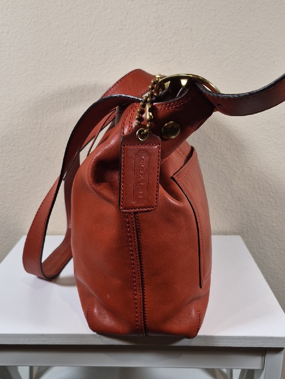 Coach Orange Leather Bleeker Duffle with Tattersall lining - Picture 9 of 16